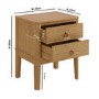 Solid Light Wood 2 Drawer Bedside Table - Josephine