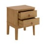 Solid Light Wood 2 Drawer Bedside Table - Josephine