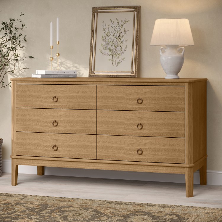 Solid Light Wood Chest of 6 Drawers - Josephine