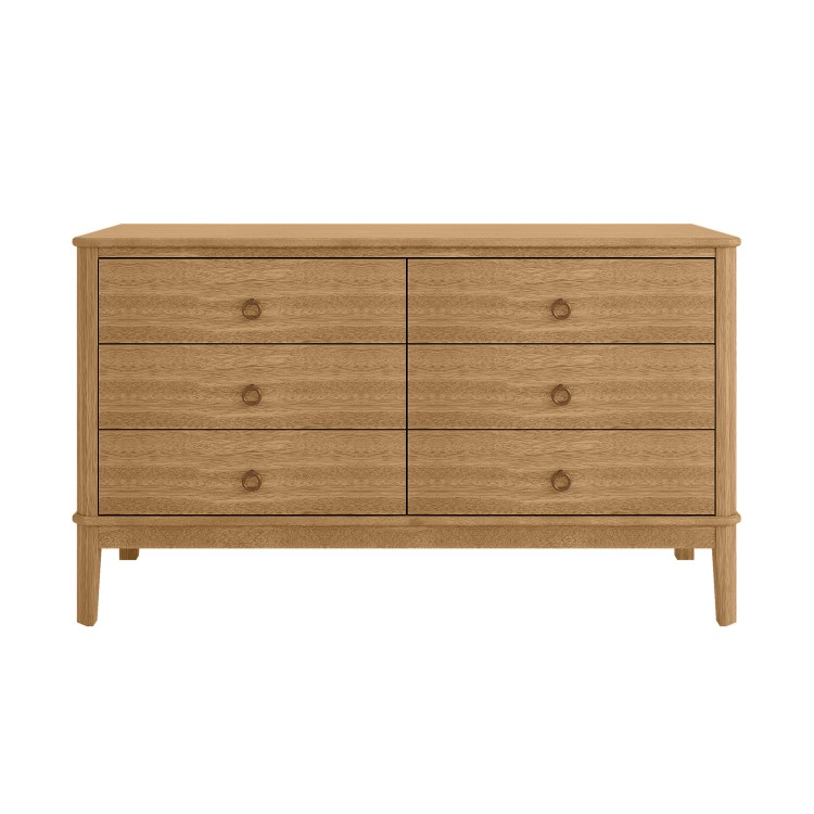 Solid Light Wood Chest of 6 Drawers - Josephine
