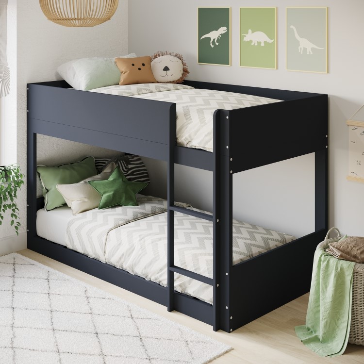 Dark Grey Low Wooden Bunk Bed - Jesse