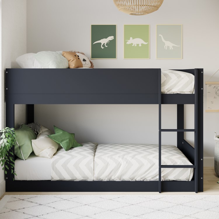 Dark Grey Low Wooden Bunk Bed - Jesse