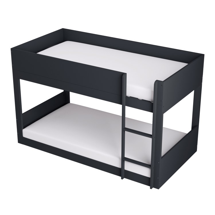 Dark Grey Low Wooden Bunk Bed - Jesse