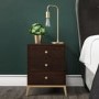 Mango Wood Chevron 3 Drawer Bedside Table with Legs - Jude