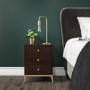 Mango Wood Chevron 3 Drawer Bedside Table with Legs - Jude