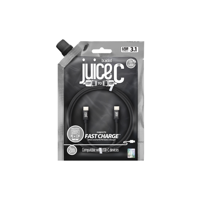 Juice 1M Braided Type-C to Type-C Cable - Black