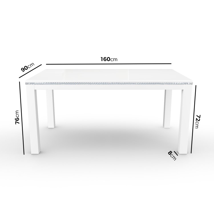 Jewel White High Gloss 160cm Dining Table - Seats 6