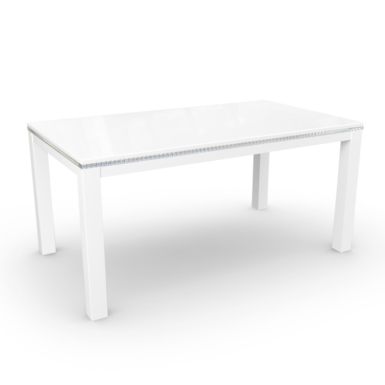 Jewel White High Gloss 160cm Dining Table - Seats 6