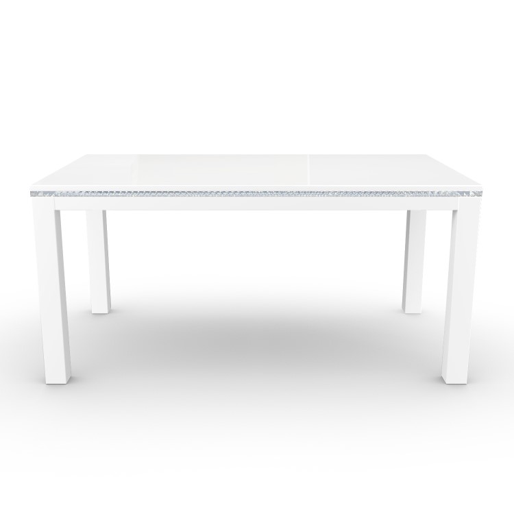 Jewel White High Gloss 160cm Dining Table - Seats 6