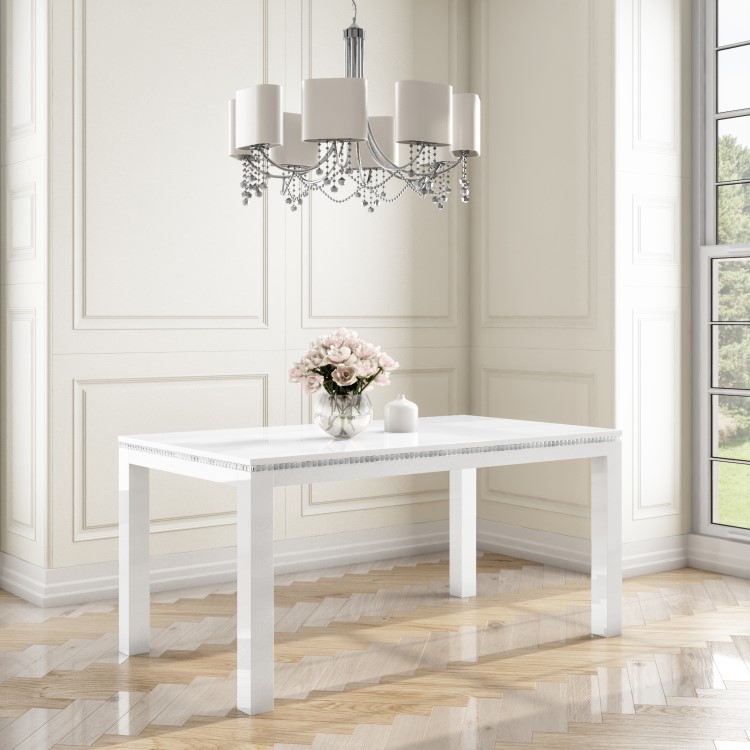 Jewel White High Gloss 160cm Dining Table - Seats 6
