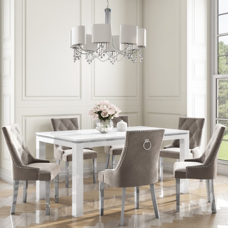 Jewel White High Gloss 160cm Dining Table - Seats 6