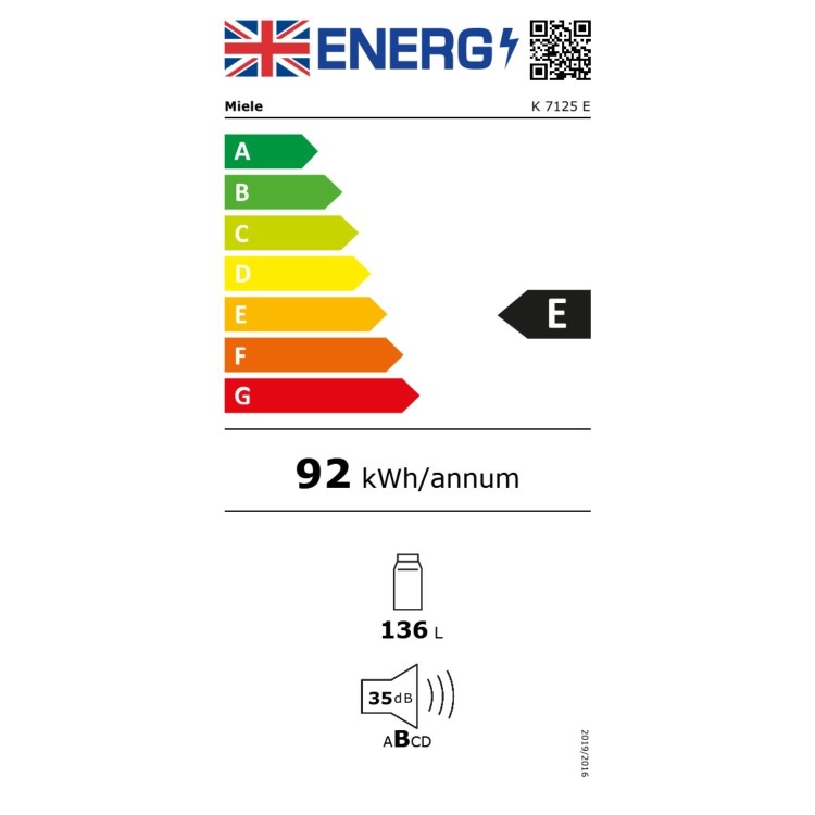 Refurbished Miele K7125E Integrated 136 Litre Under Counter Fridge