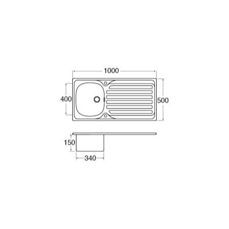 Single Bowl Chrome Stainless Steel Kitchen Sink with Reversible Drainer - CDA