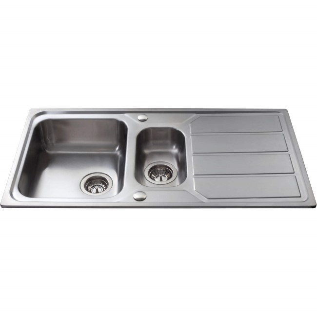 1.5 Bowl Chrome Stainless Steel Kitchen Sink with Reversible Drainer - CDA