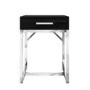 Black Modern Bedside Table with Drawer and Chrome Legs - Kaia