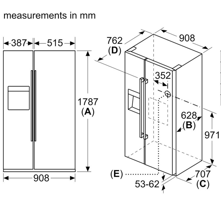 Bosch Series 6 562 Litre Side-By-Side American Fridge Freezer - Black