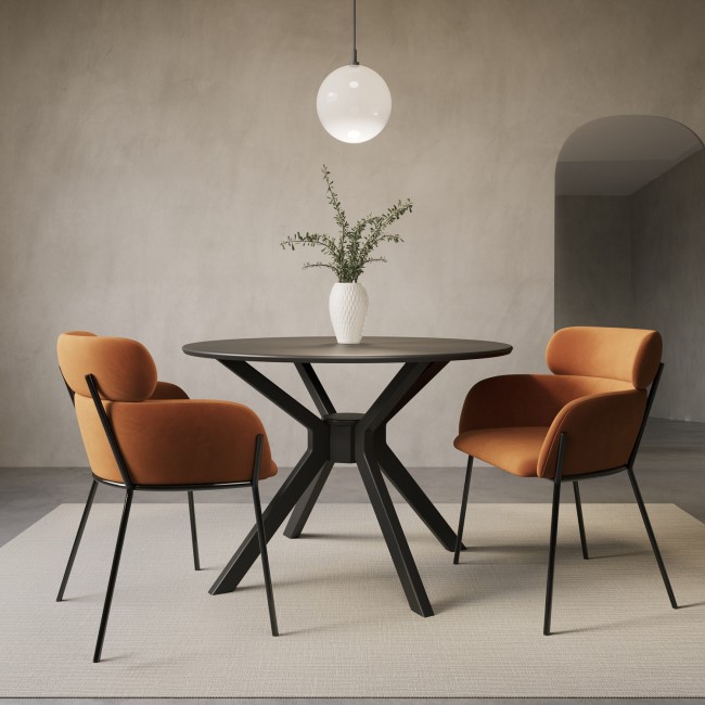 Small Round Black Dining Table - Seats 4 - Karie
