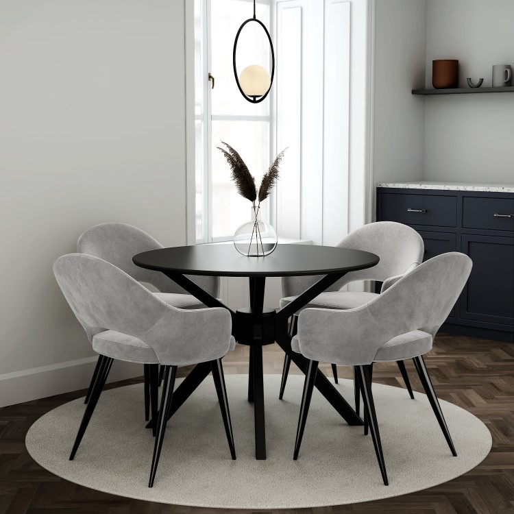 ONLY OPENED - Small Round Black Wooden Dining Table - Seats 4 - Karie