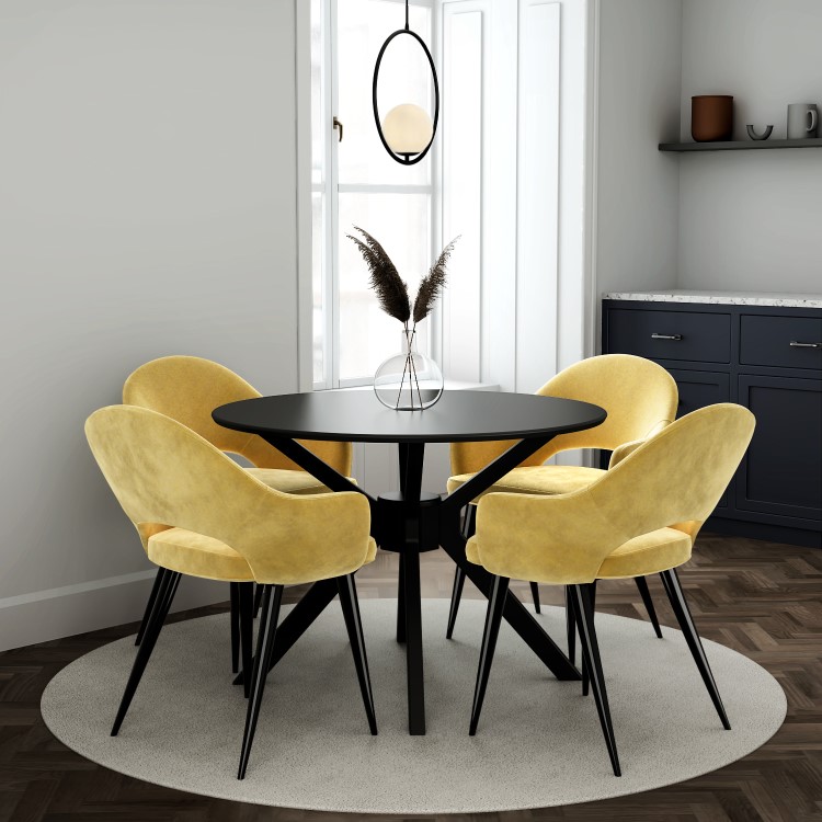 ONLY OPENED - Small Round Black Wooden Dining Table - Seats 4 - Karie