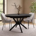 KAE003 Large Black Wooden Extendable Round to Oval Dining Table - Seats 4 - 6 - Karie