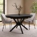 Large Black Wooden Extendable Round to Oval Dining Table - Seats 4 - 6 - Karie