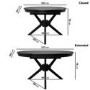 Round to Oval Black Extendable Dining Table Set with 4 Beige Upholstered Chairs - Seats 4 - Karie