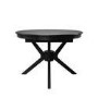 Round to Oval Black Extendable Dining Table Set with 4 Beige Upholstered Chairs - Seats 4 - Karie