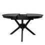 Round Black Extendable Dining Table Set with Beige Upholstered Chairs - Seats 4 - Karie