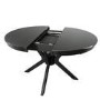 Round to Oval Black Extendable Dining Table Set with 4 Beige Upholstered Chairs - Seats 4 - Karie