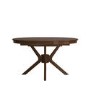 Round to Oval Walnut Extendable Dining Table Set with 4 Beige Faux Leather Chairs - Seats 4 - Karie