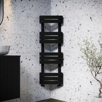 Black Corner Towel Radiator 1200 x 400mm - Kahli Black Corner Towel Radiator 1200 x 400mm - Kahli