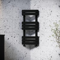 GRADE A1 - Black Corner Towel Radiator 850 x 400mm – Kahli