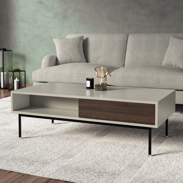 Rectangular Beige Wooden Coffee Table - Kallen