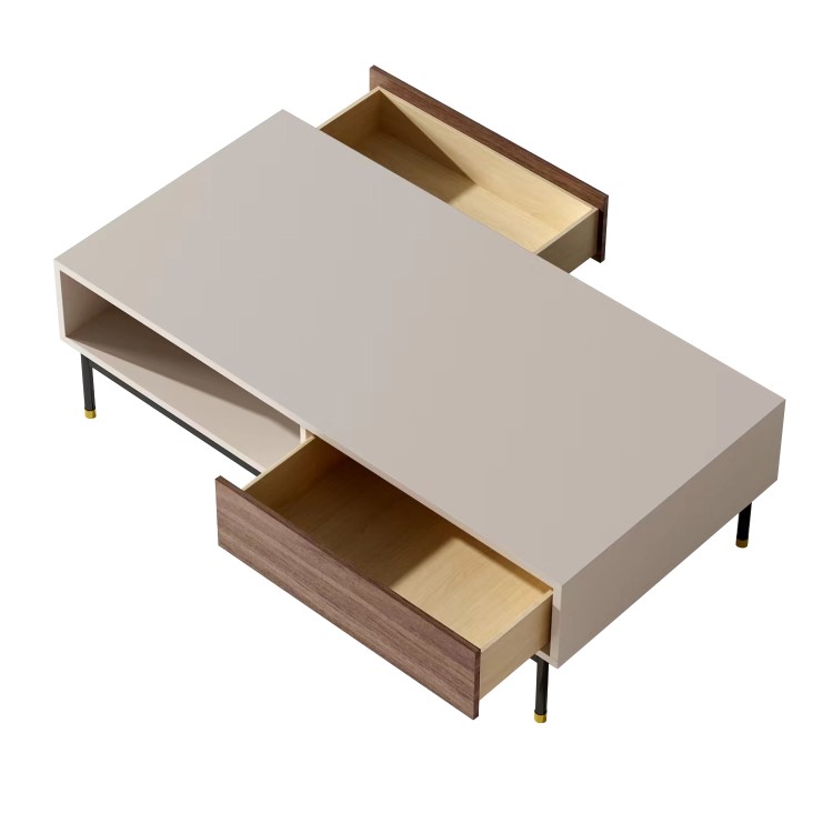 Rectangular Beige Wooden Coffee Table - Kallen
