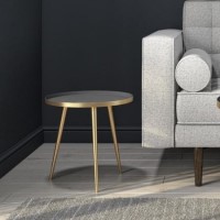 Small Round Tray Table in Gold & Grey - Kaisa