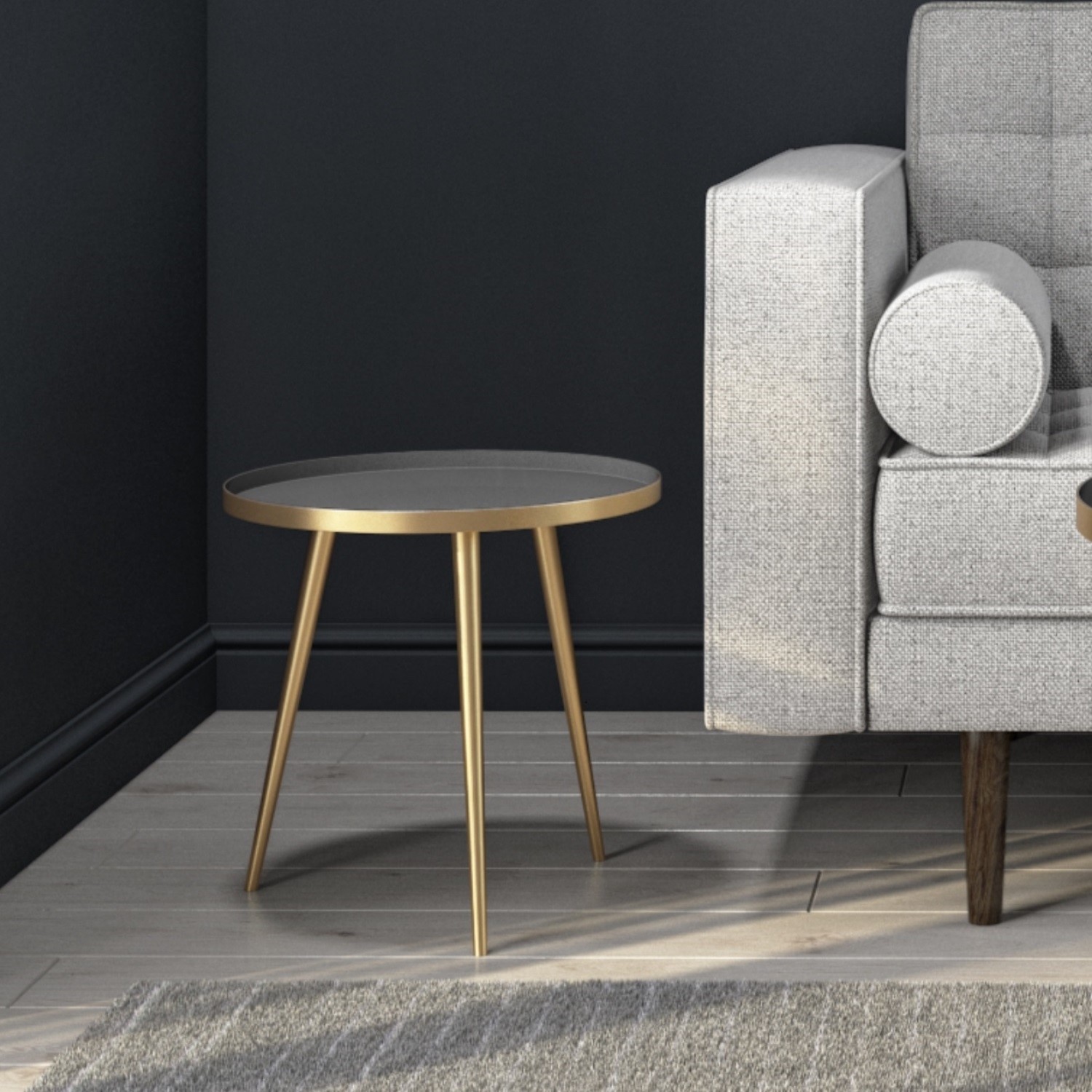 Kaisa Coffee Table in Gold & Grey Round Kaisa Coffee Table in Gold & Grey Round