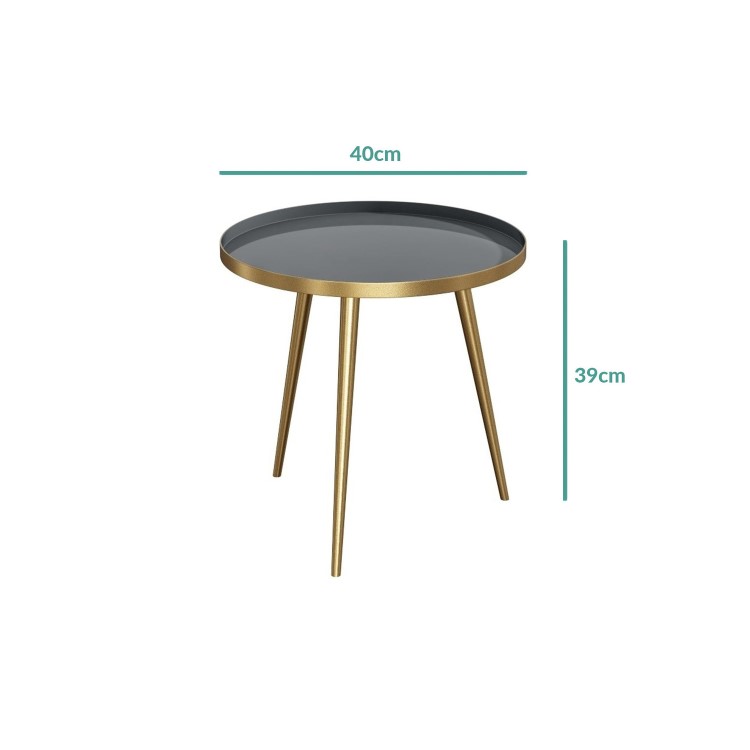 Small Round Tray Table in Gold & Grey - Kaisa