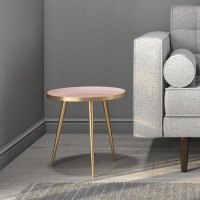 Gold & Pink Small Round Side Table - Kaisa
