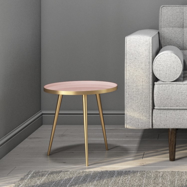 Gold & Pink Small Round Side Table - Kaisa