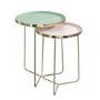 Gold Tray Tables with Green & Pink Top - Set of 2 - Kaisa