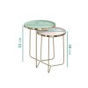 Gold Tray Tables with Green &amp; Pink Top - Set of 2 - Kaisa