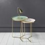 Gold Tray Tables with Green & Pink Top - Set of 2 - Kaisa