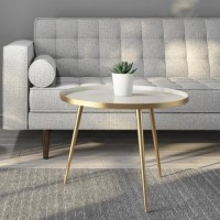 Round Coffee Tray Table in Gold & Taupe - Kaisa Round Coffee Tray Table in Gold & Taupe - Kaisa