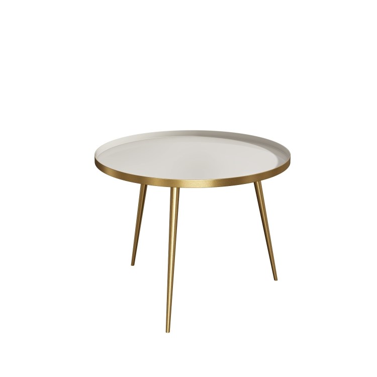 Round Coffee Tray Table in Gold & Taupe - Kaisa