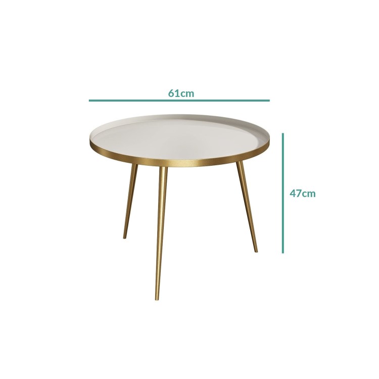 Round Coffee Tray Table in Gold & Taupe - Kaisa