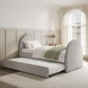 KAY001 Grey Upholstered Single Guest Bed with Curved Headboard and Footboard - Kayla