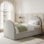 Grey Upholstered Single Guest Bed with Curved Headboard and Footboard - Kayla
