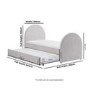 Grey Upholstered Single Guest Bed with Curved Headboard and Footboard - Kayla