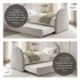 Grey Upholstered Single Guest Bed with Curved Headboard and Footboard - Kayla