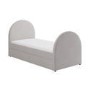 Grey Upholstered Single Guest Bed with Curved Headboard and Footboard - Kayla
